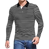 MLANM Men's Polo Shirt Short/Long Sleeve Casual Slim-fit Basic Designed Stripe Cotton Shirts