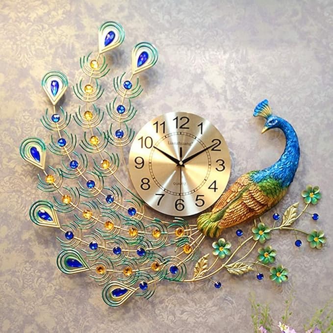 Wall clocks Clock Creative Home Decor Peacock Design Metal Art Wall
