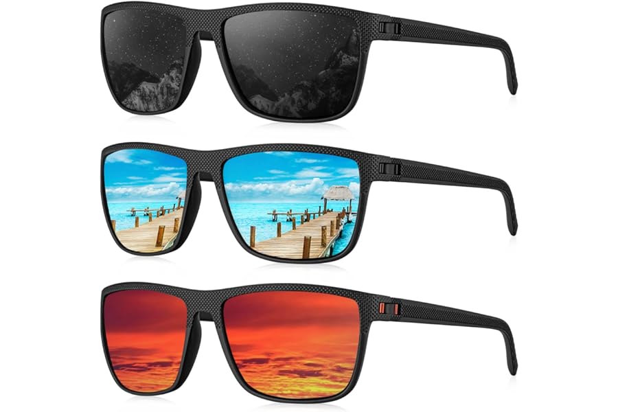 KALIYADI Polarized Sunglasses for Men, Lightweight Sun Glasses with UV Protection for Driving Fishing Golf