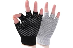 YL TRAV YL TRD V 2 Packs of Non Slip Fingerless Yoga Gloves Exercise Gloves Workout Gloves