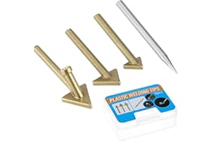QWORK Plastic Welding Replacement Tips Kit - 4 Pieces Copper Head Tips for Plastic Repair - Compatible with Welders