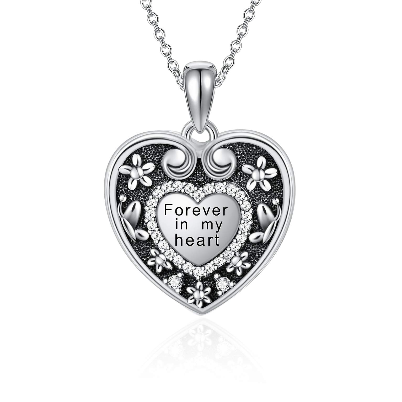 SOULMEET Heart Locket Necklace for Women S925 Sterling Silver Butterfly Flower Locket Pendant that Holds Picture Photos Forever in my heart Personalized Jewelry Gift for Women Girls