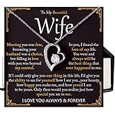 Mapileng To My Wife Necklace from Husband, Romantic Forever Love Heart Jewelry with Message Card, Anniversary, Valentine’s Day, Christmas, Birthday Gift for Wife