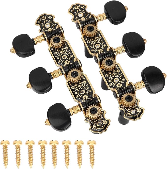 Guitar Pegs, Machine Heads, Guitar Tuning Pegs Black+Gold 3L 3R