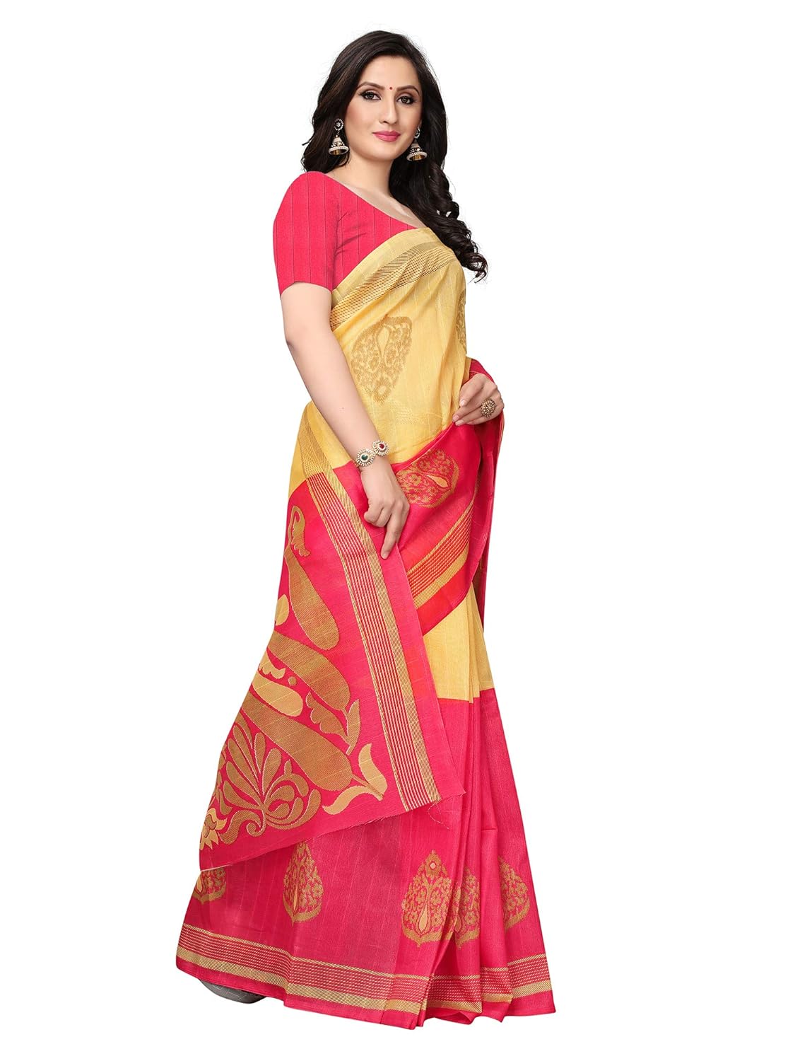 akhilam women's bhagalpuri silk saree with unstitched blouse piece (multi-coloured_sonpari)