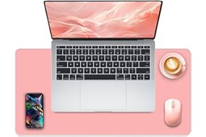 METEOROCK Non-Slip Desk Pad, 24" x 14" Large Mouse Pad, PU Leather Desk Mat with Suede, Laptop Desk Pad, Waterproof Keyboard Pad, Desk Blotter for Office/Home/Decor (Melon Pink)