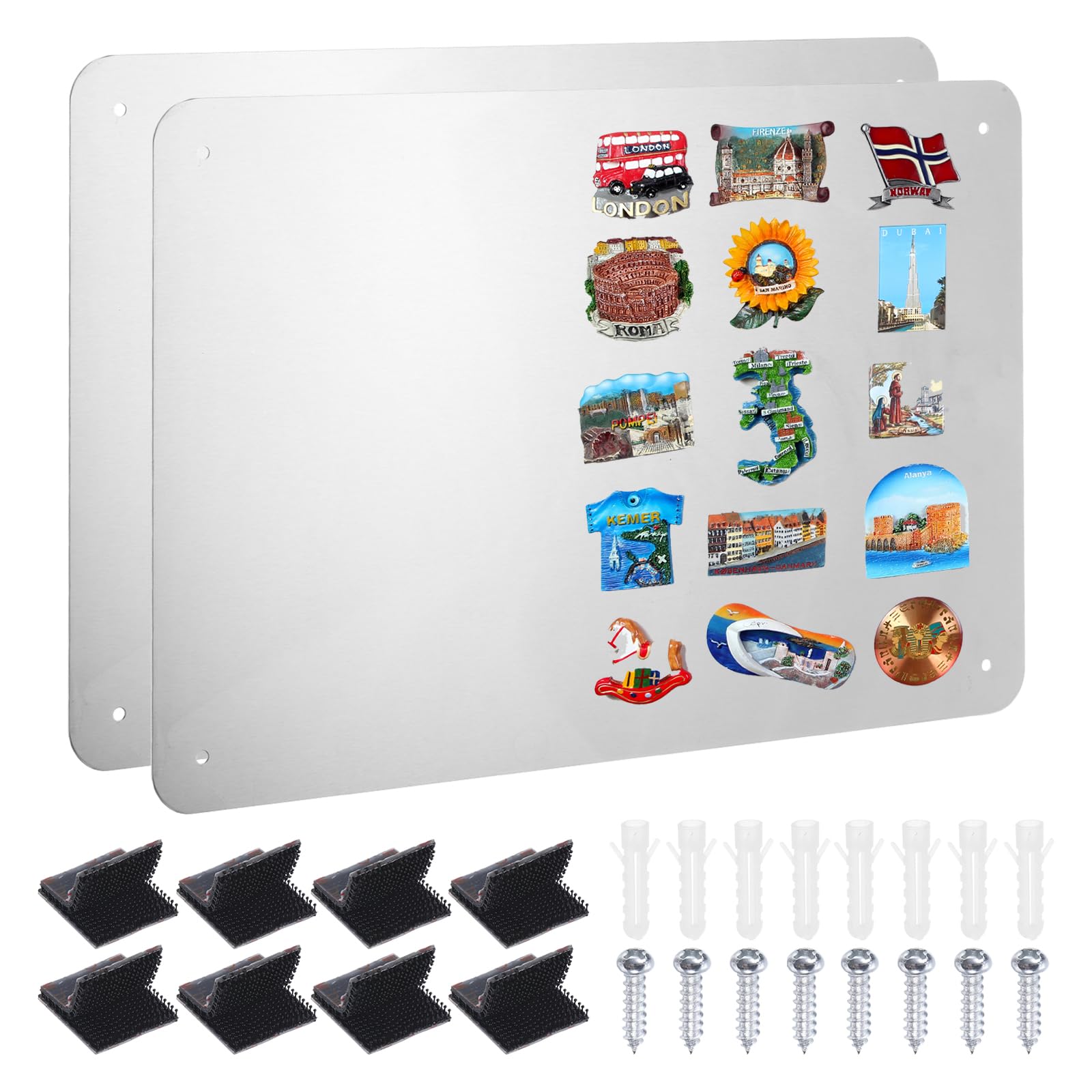 PATIKIL 11x17 Magnetic Board, 2pcs Magnet Board Magnetic Wall Board Bulletin Board Small Metal Display Board Steel for Wall Magnets Collection Display Photo Spice Note Craft Fridge,Silvery