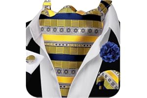 Ailisus Cravat Tie and Lapel Pin Set Mens Solid Color Paisley Ascot Silk Handkerchief Cufflinks Wedding