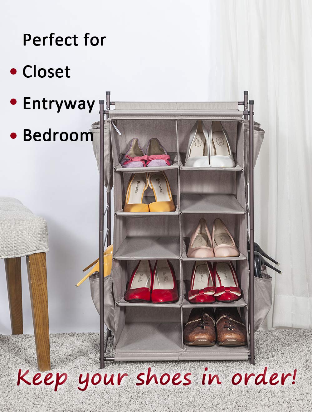 free standing shoe rack on Free Standing Storage Rack With Top Space Stm1309000020 Storage Maniac 5 Tier 10 Compartment Cubby Shoe