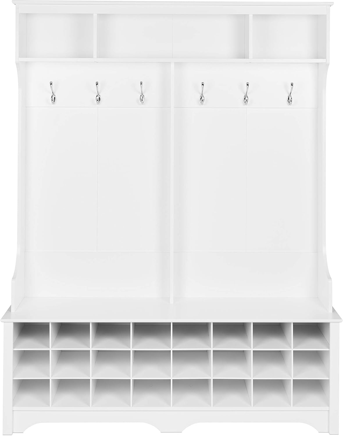 prepac shoe cubbie cabinet white on Entryway Furniture Prepac 60 24 Shoe Cubbies Wide Hall Tree White Hall Trees