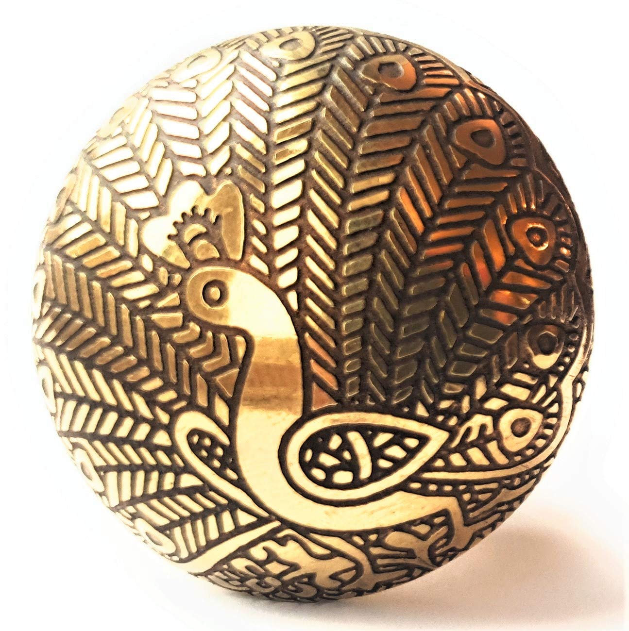 French Furniture Fittings Set of 6 Plain Brass Peacock Knobs Round Kitchen Cabinet Pulls for Cupboard Doors, Furniture, Drawer Handles - Easy Install Vintage Shabby Chic 36mm Diameter