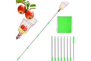 BEoffer Fruit Picker Pole with Basket + Storage Bag, 10FT Apple Pear Picker with Adjustable Stainless Steel Handles, Fruit Picking Basket for Getting Lemons Apples Avocados Pears Mangoes Oranges
