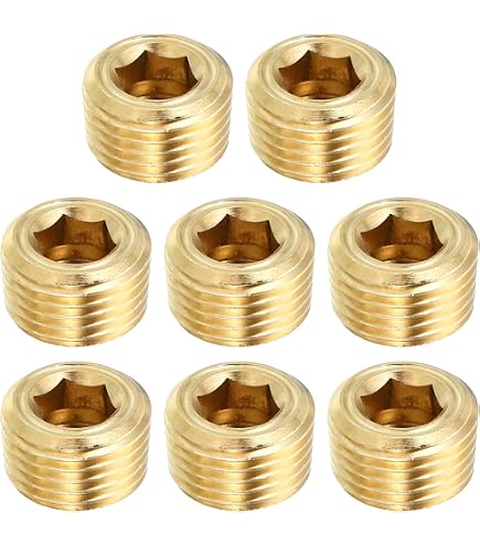 2 Bouchons Laiton 3/8NPT Filetage Mâle - Pour Plomberie, CVC, Air, Huile - Tête Hexagonale 8mm