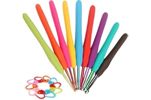 Coopay Crochet Set for Beginners - Ergonomic Soft Grip Metal Crochet Hooks (2mm-6mm) & 19PCS Needles Set with Stitch Markers - Perfect for Arthritic Hands