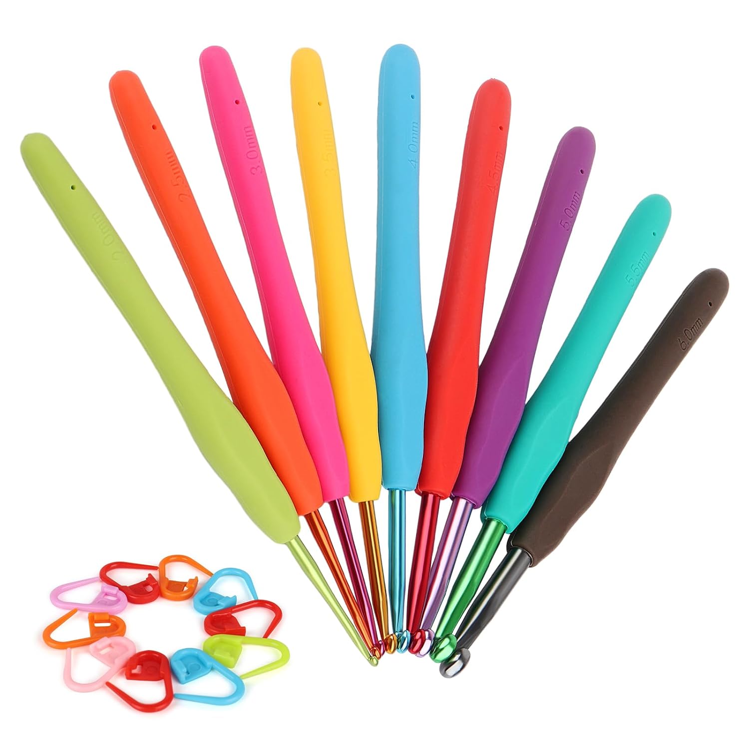 Coopay Crochet Hooks Set-Ergonomic Soft Grip Metal Crochet Needle (2mm-6mm) | Crochet Hook for Arthritic Hands, Crochet Acces
