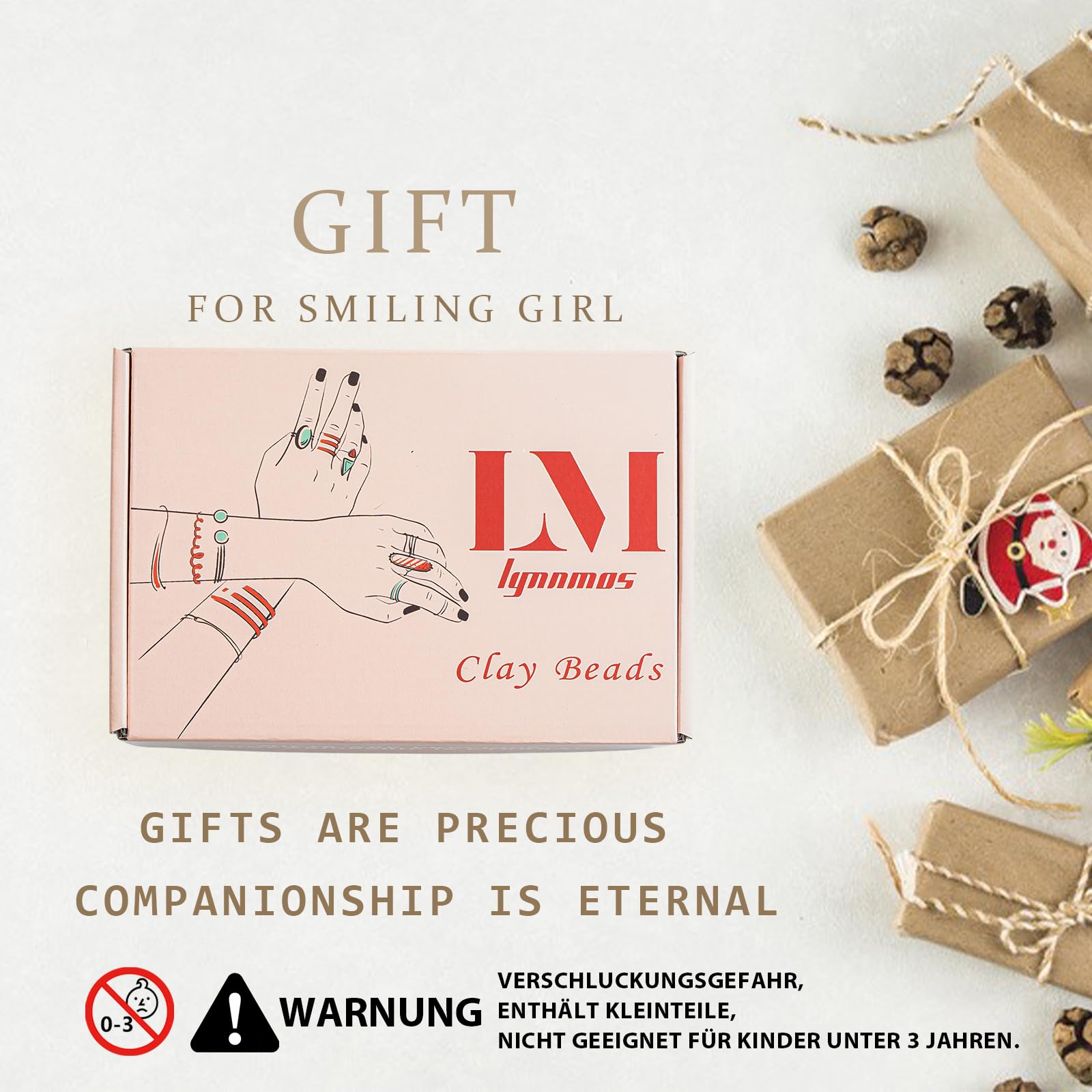 Lynnmos Clay Beads 8000 Pcs 2 Boxes Bracelet Making Kit - 24 Colors Polymer Clay Beads for Bracelet Making Set - Heishi Disc Beads for Jewelry Making kit with Charms and Gift Pack for Girls