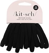 Kitsch Black Hair Ties 12 Pack Nylon Elastic Hairbands No Damage