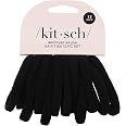 Kitsch Elastic Hair Ties No Damage | Stretchable Hair Bands - Black, 12pcs | Strong All-Day Hold Hair, Rubber Bands For Hair,