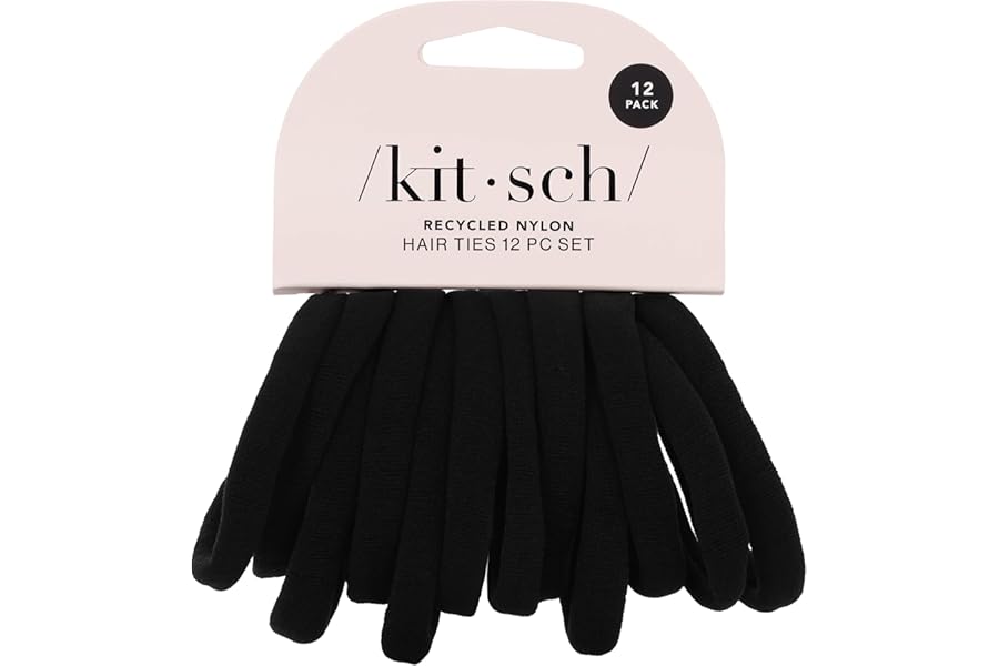 Kitsch Nylon Hair Ties No Damage - Stretchable Hair Bands for Strong All-Day Hold, Ponytail Holders | Hair Accessories for Gi