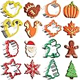 Fall Thanksgiving Cookie cutters Set 8 Pieces, Holiday Christmas Cookie Cutters Pumpkin Leaf Baking Cutters Shapes for Kids w