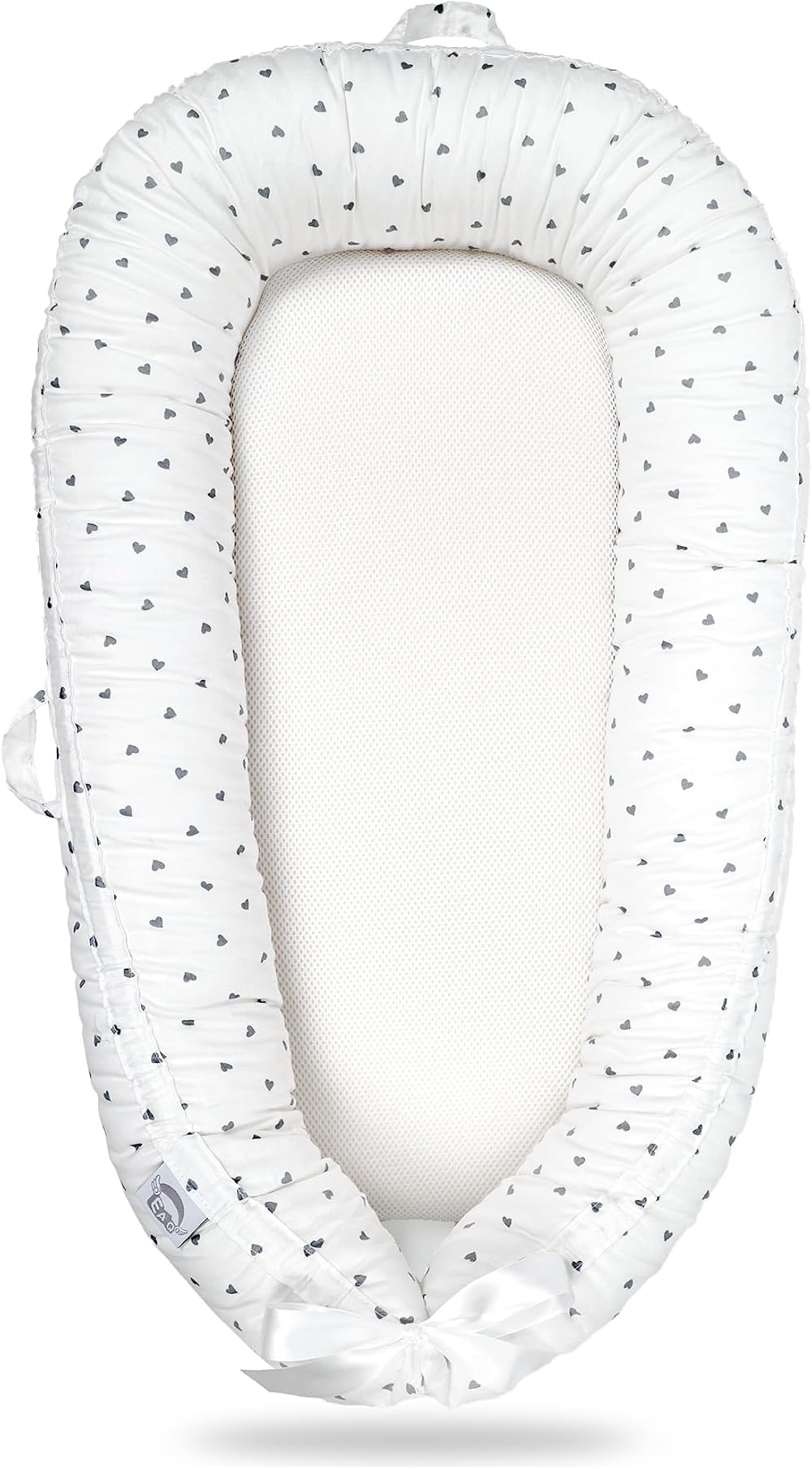 EAQ Baby Lounger Nest for Co Sleeping 0-12 Months 100% Cotton White Grey