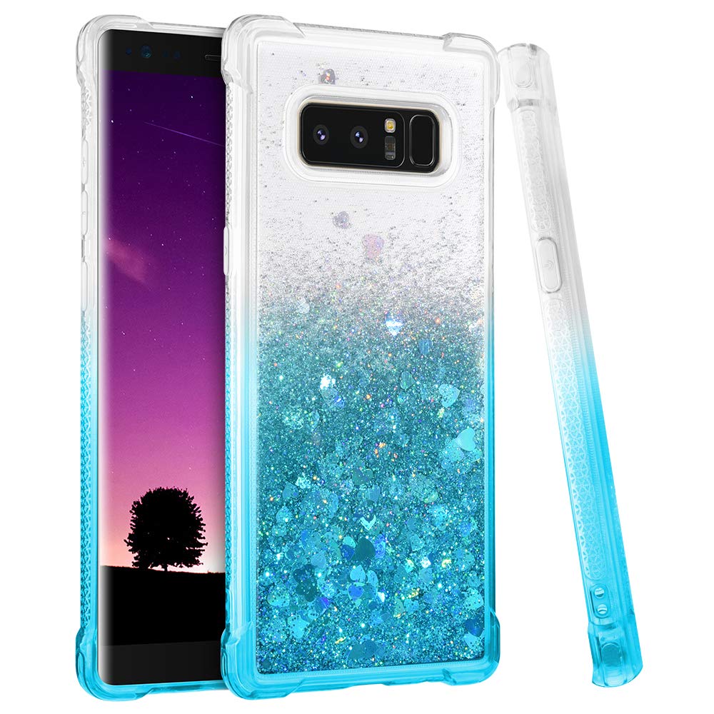 Ruky Galaxy Note 8 Case, Gradient Quicksand Series Glitter Flowing Liquid Floating Soft TPU Bumper Cushion Girls Women Phone Case for Samsung Galaxy Note 8 (Gradient Teal)