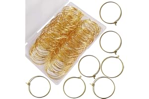 25mm Gold Plated Wine Glass Charm Rings Earring Hoops, for Jewelry Making Craft Art DIY Your Wine Glass Marker Supplies Weddi