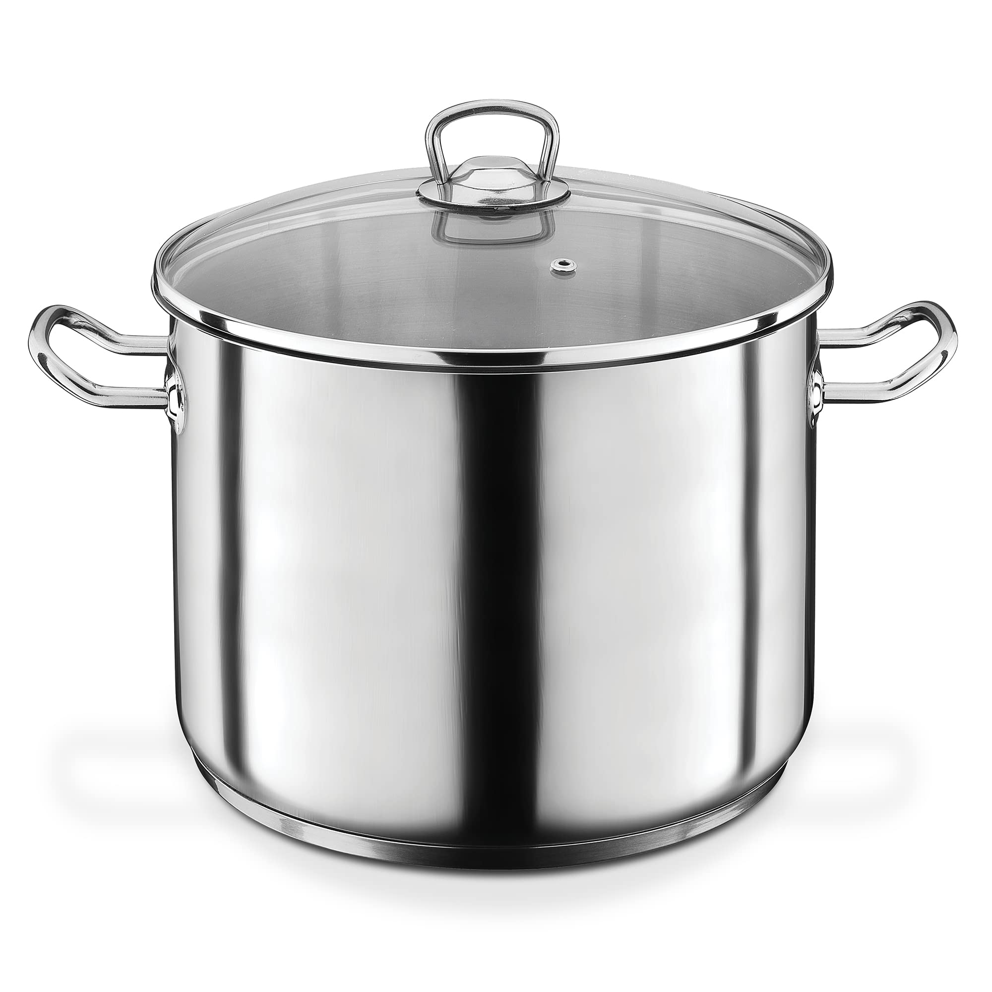 GSW Stahlwaren GmbH Jumbo Cooking Pot, Silver/Clear, 28 x 25 cm, 15 Litre