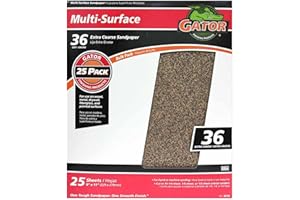 GATOR FINISHING PRODUCTS Gator 9" x 11" Multi-Surface Sanding Sheets, 36 Grit, 25 Pack