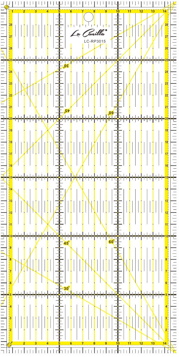 La Canilla ® - Quilting Ruler 30x15 cm Patchwork Ruler Transparent Acrylic for Dressmakers, Sewing and Crafts in CM, MM and Angles Quilters Ruler to Make Quilting and Templates