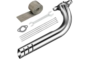 XIKOBY Upgrade Header Exhaust Pipe Kit for Predator 212cc 196cc Coleman Mini Bike CT200U BT200X B200R KT196 Go Kart 6.5HP GX160 GX200 Clone Engine Baja Warrior MB165 Massimo MB200 Performance Parts
