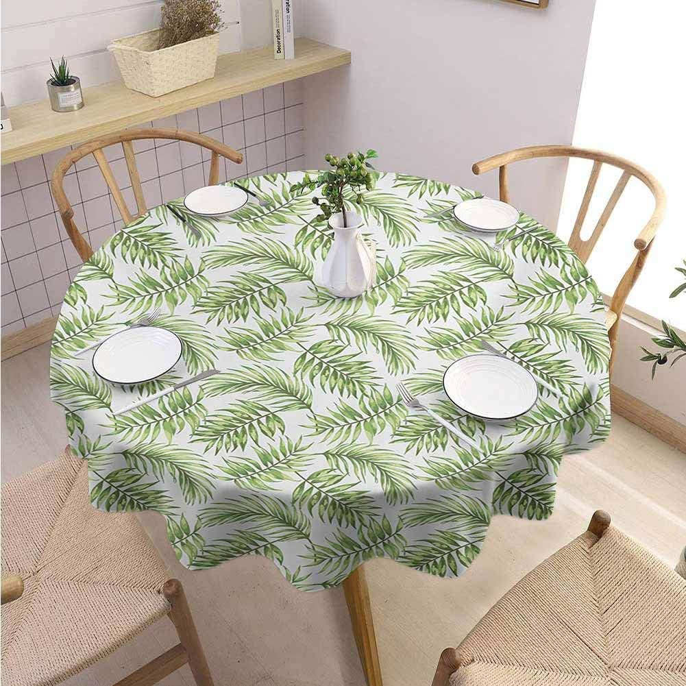 DILITECK Palm Leaf Beach Round Tablecloth Exotic Pattern with Tropical Leaves in