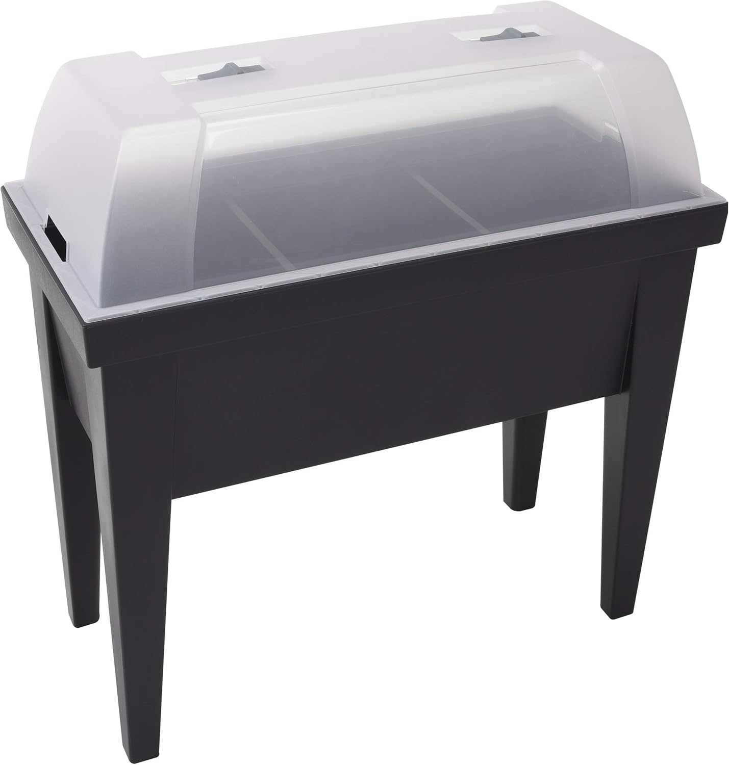 Muddy Hands Black Plastic Large Plant Pot with Lid Outdoor Garden Tall Planter Grow Table Stand