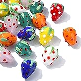 LiQunSweet 21 pcs 7 Colors Strawberry Handmade Lampwork Beads Imitation Fruit Glass Beads for DIY Jewelry Bracelet Necklace Earring Crafts Bag Keychain Embellishments