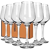 GLAZVIA Wine Glasses Set of 6, 12oz Classic Stemmed Crystal Glasses, Thick & Clear, Dishwasher Safe Stemware for Red or White
