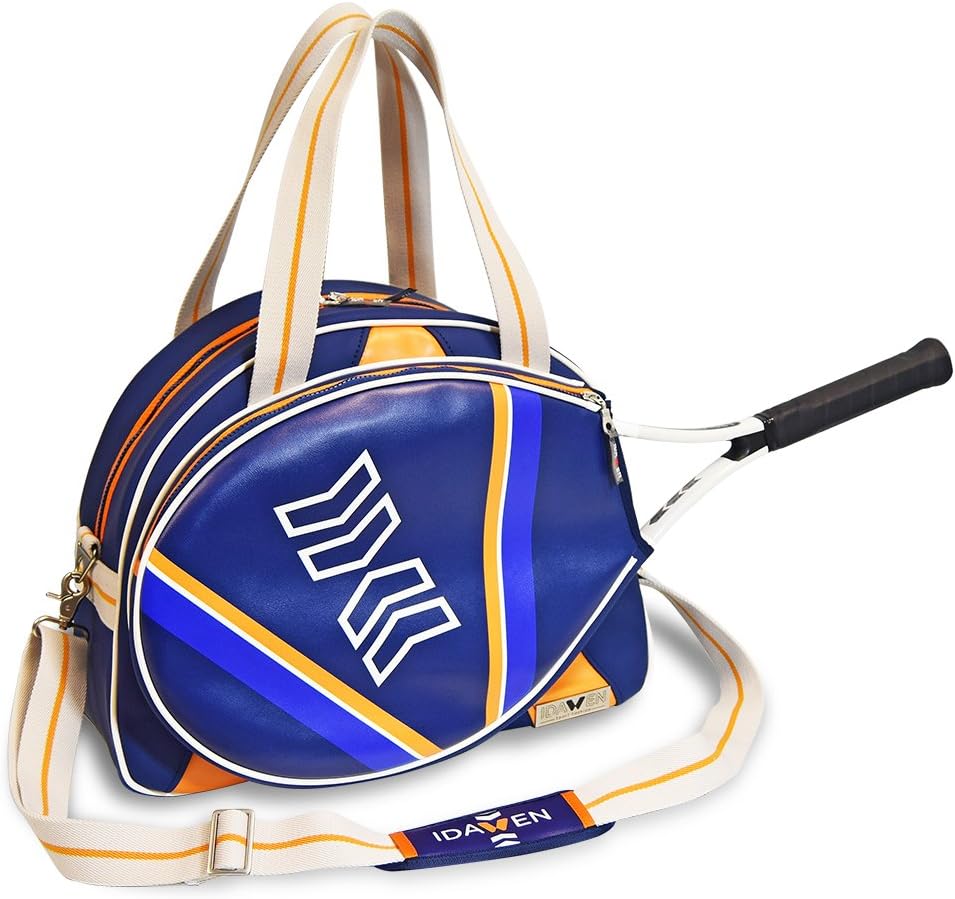 Idawen Designer Tennis Bag | Premium Materials & Padded Lining for Tennis and Other Sports Racquets | Vegan Friendly | Comfortably Holds Your Racquets, Athletic Shoes, Sportswear, and other Gym Items
