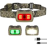 EverBrite 350LM Rechargeable Headlamp with Red White Green Light | Tail Light, White Red Green Light, Memory Function, Dimmable Design, 7 Mode, 30&deg; Tiltable For Trail Running, Camping, Hunting
