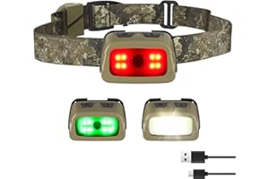 EverBrite Rechargeable Headlamp - 350 Lumens Head Lamp for Adults, 7 Modes with White/Red/Green Light, 30°Adjustable LED Headlight for Camping, Running, Hunting, and Hiking