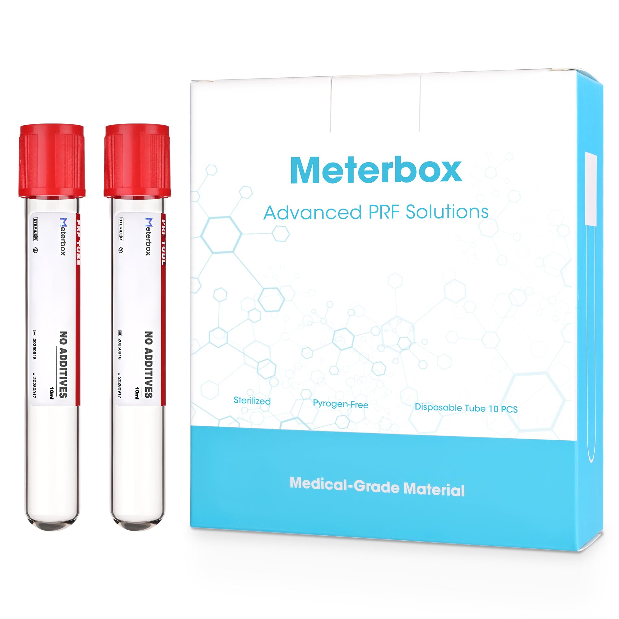 Photo 1 of Meterbox 10 mL PRF Tubes, Premium Glass Tube with No Additive, Individually Wrapped, Box of 10