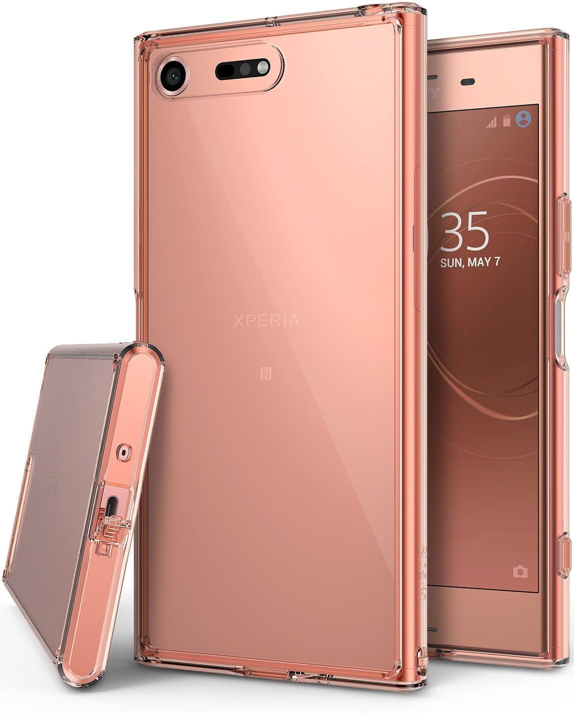 Ringke Fusion Designed for Xperia XZ Premium Case, Clear Transparent PC Back Cover Flexible TPU Bumper [Drop Defense] Raised Bezels Scratch Protection Natural Form for Sony XZ Premium - Rose Gold