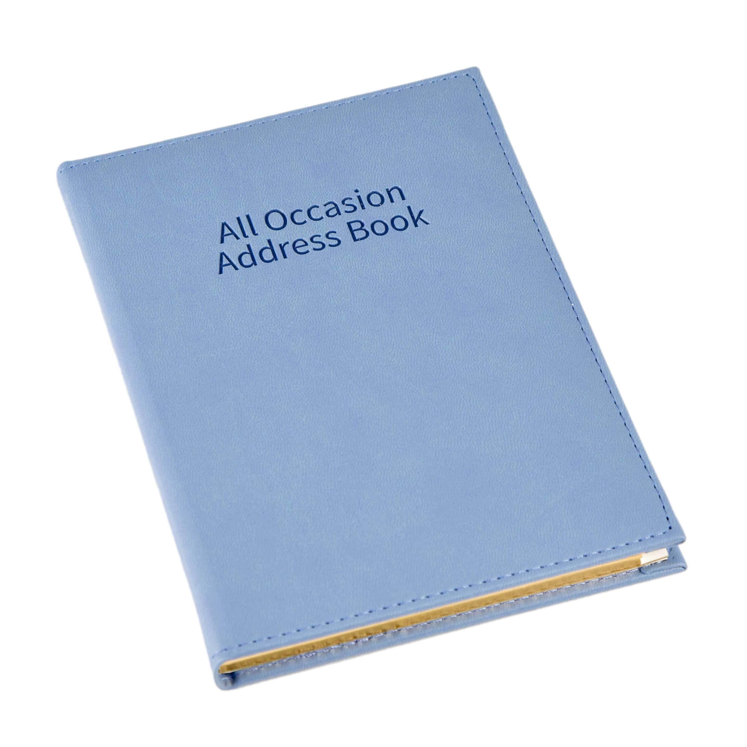 Esposti Address Book | All Occasions |A to Z Index | Blue PU Padded Leather Cover | 132 x 180mm