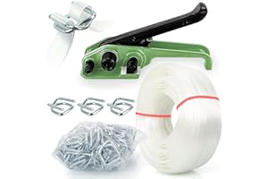 Woven Cord Strapping Kit, 2000 lbs Break Strength, Heavy Duty Strapping Tensioner, 50pcs Strapping Buckles and 328ft Fiber Wo