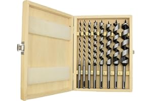 CHCYWJGJ 8PCS Wooden Box SDS Plus Shank, Auger Drill Bit for Wood, 9inch Long Drill Bits Soft and Hard Wood, Plastic, Drywall and Composite Materials.1/4,5/16,3/8,1/2,5/8,3/4,7/8,1”