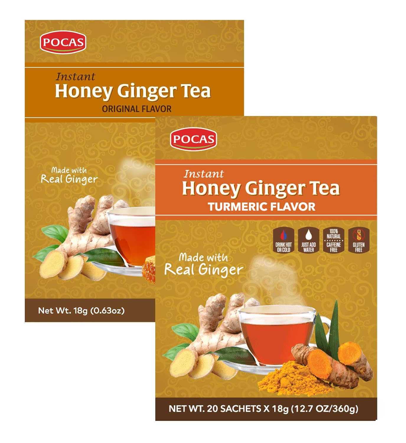 Pocas Instant Honey Ginger Tea Original + Mint, Date