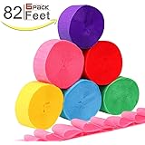 Homder 6 Colors Crepe Paper Streamers for Various Birthday Party Wedding Festival Party Decorations,1.77 Inch x 82 Feet (6 Rolls)