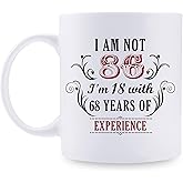 86th Birthday Gifts for Women Men - I'm Not 86 I'm 18 with 68 Years of Experience Mug - 86 Year Old Present Ideas for Mom, Dad, Wife, Sisters, Grandma, Grandpa, Friends, Coworkers - 11 oz Coffee Mug