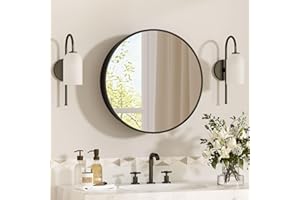 YTSMIR 20 x 20 Inch Round Medicine Cabinet Mirror Black,Circular Bathroom Mirror with Storage Wall Mounted,Metal Framed Medic