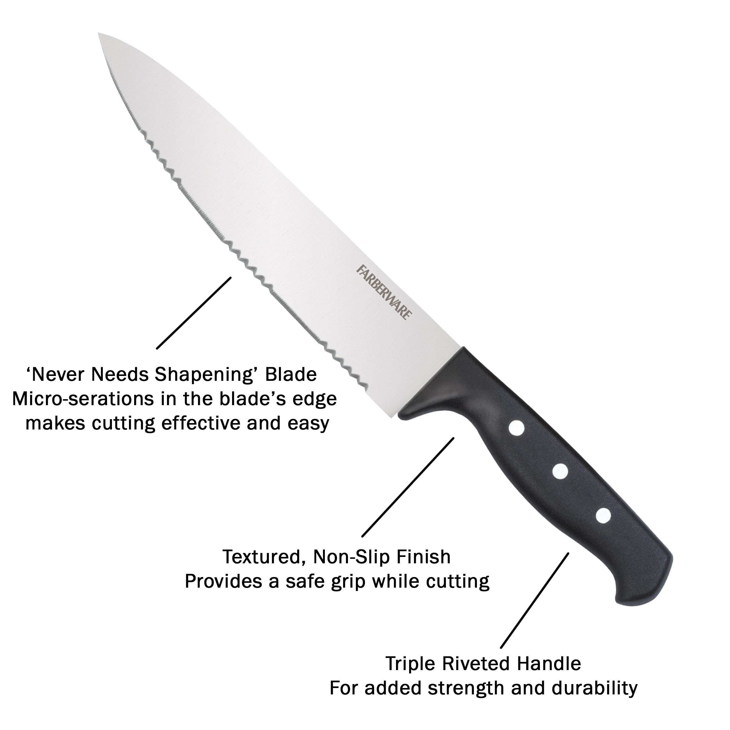 Farberware 22-piece ' Never's Sharp Triple-Rivet Knife, Tool Set