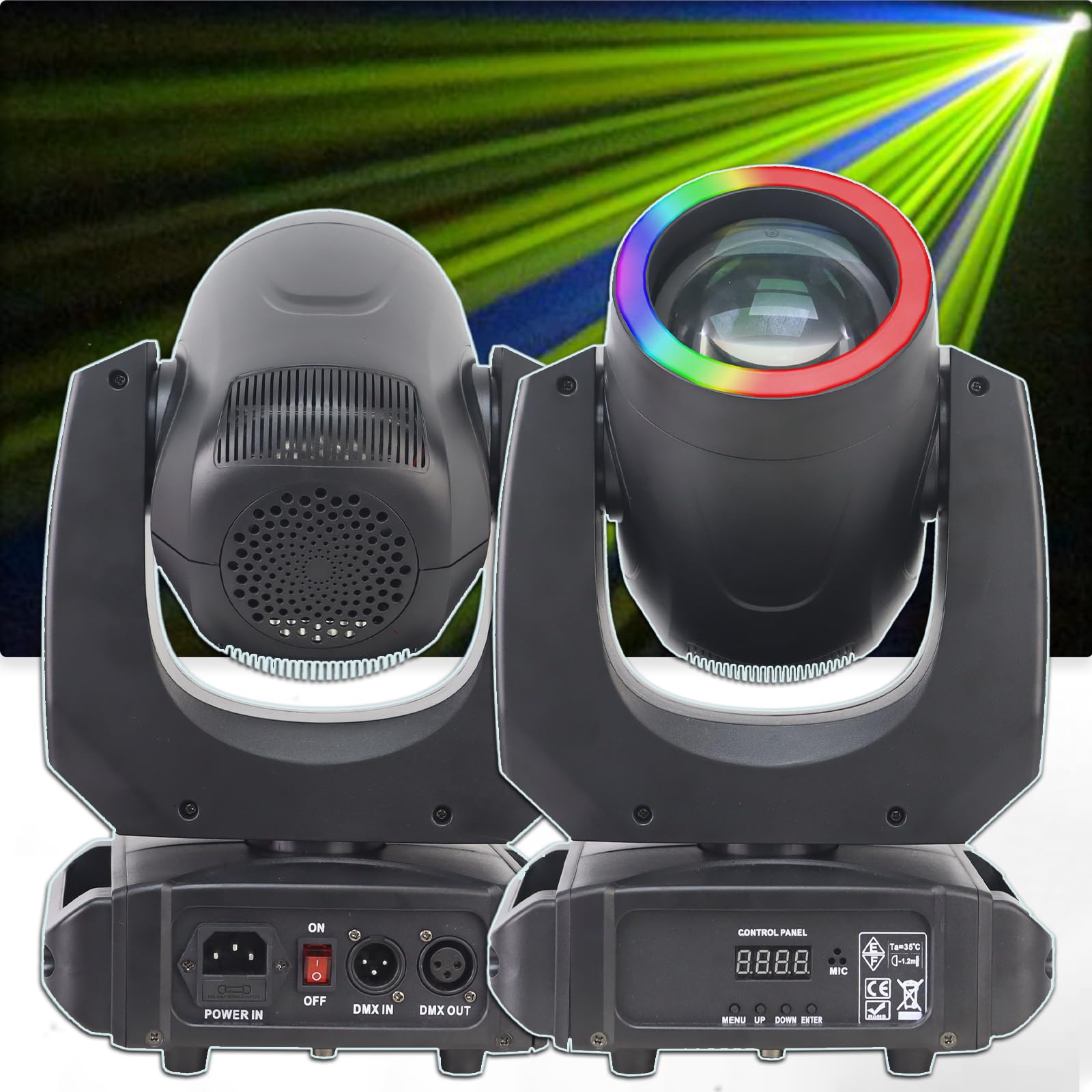 Photo 1 of YUERLT 200W LED Moving Head Light with Aperture DJ Party Lighting High Brightness Beam Effect Suitable for Home Disco Bar Stage Wedding 16 Prisms
