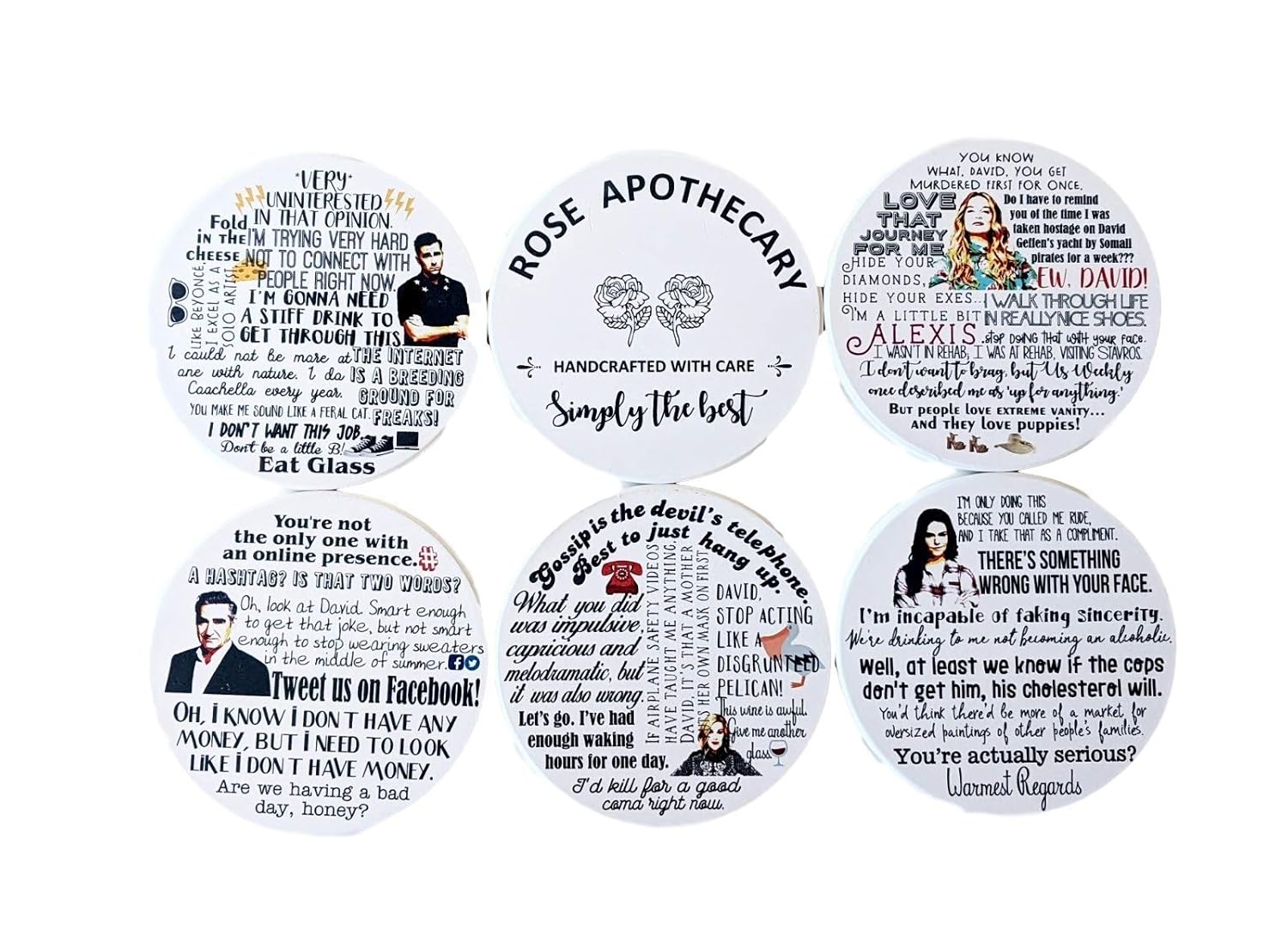 Amazon Com Schitts Creek Gift Ceramic Coaster Set Ew David Rose Quotes Birthday Gift For Her Housewarming Gift Funny Gift For Friend New Home Gift Handmade